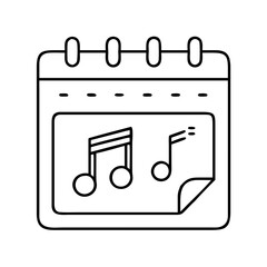 live music calendar icon, live music calendar line art - simple line art of live music calendar, perfect for live music calendar logos and icons