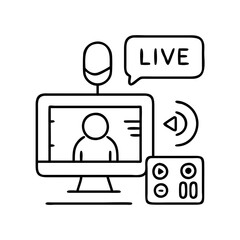 live recording icon, live recording line art - simple line art of live recording, perfect for live recording logos and icons