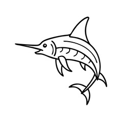marlin fish icon, marlin fish line art - simple line art of marlin fish, perfect for marlin fish logos and icons