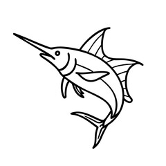 marlin fish icon, marlin fish line art - simple line art of marlin fish, perfect for marlin fish logos and icons