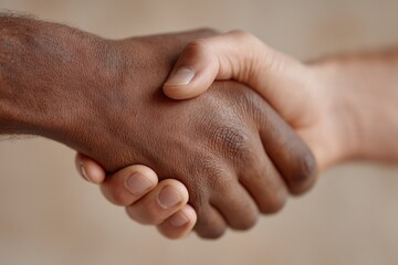 two people shaking hands symbolizing reconciliation against simple minimalistic background