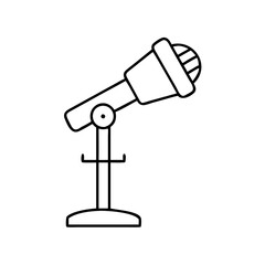 microphone on stand icon, microphone on stand line art - simple line art of microphone on stand, perfect for microphone on stand logos and icons