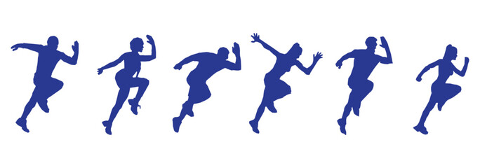 Run, sport athletic logo, group of running people