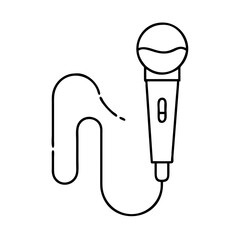 microphone with cord icon, microphone with cord line art - simple line art of microphone with cord, perfect for microphone with cord logos and icons