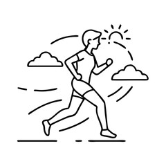 morning jog icon, morning jog line art - simple line art of morning jog, perfect for morning jog logos and icons