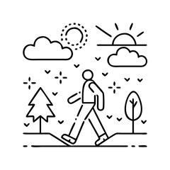 morning walk icon, morning walk line art - simple line art of morning walk, perfect for morning walk logos and icons