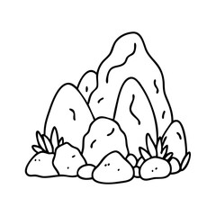 moss covered rocks icon, moss covered rocks line art - simple line art of moss covered rocks, perfect for moss covered rocks logos and icons