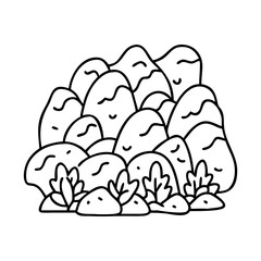 moss covered rocks icon, moss covered rocks line art - simple line art of moss covered rocks, perfect for moss covered rocks logos and icons