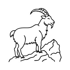 mountain goat icon, mountain goat line art - simple line art of mountain goat, perfect for mountain goat logos and icons