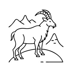 mountain goat icon, mountain goat line art - simple line art of mountain goat, perfect for mountain goat logos and icons
