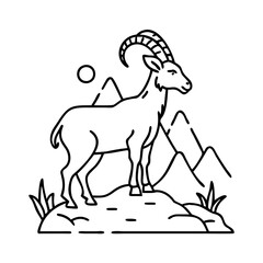 mountain goat icon, mountain goat line art - simple line art of mountain goat, perfect for mountain goat logos and icons