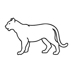 mountain lion silhouette icon, mountain lion silhouette line art - simple line art of mountain lion silhouette, perfect for mountain lion silhouette logos and icons