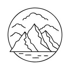 mountain peak icon, mountain peak line art - simple line art of mountain peak, perfect for mountain peak logos and icons