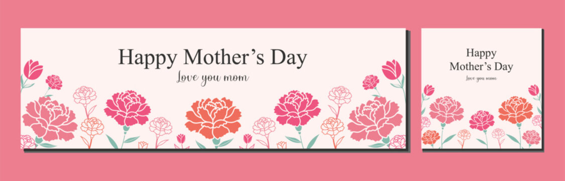 Mother's day banner design with beautiful Carnation flowers  - Powered by Adobe