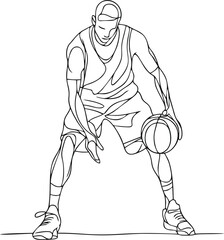 Fototapeta premium African American Basketball Player Dribbling – Abstract Line Art SVG for Sports Posters, Fitness Promotions, and Urban Youth Campaigns