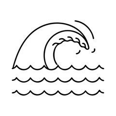 ocean wave icon, ocean wave line art - simple line art of ocean wave, perfect for ocean wave logos and icons