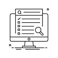 online search results icon, online search results line art - simple line art of online search results, perfect for online search results logos and icons
