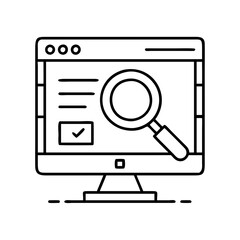 online search results icon, online search results line art - simple line art of online search results, perfect for online search results logos and icons