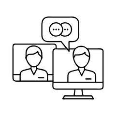 online user chat icon, online user chat line art - simple line art of online user chat, perfect for online user chat logos and icons