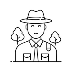 park ranger icon, park ranger line art - simple line art of park ranger, perfect for park ranger logos and icons
