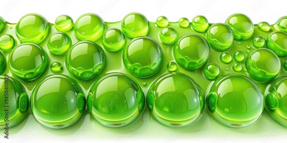 Aufkleber a collection of glistening green orbs arranged in a mesmerizing pattern, reflecting light and showca
