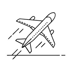 plane takeoff icon, plane takeoff line art - simple line art of plane takeoff, perfect for plane takeoff logos and icons
