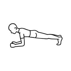 plank pose icon, plank pose line art - simple line art of plank pose, perfect for plank pose logos and icons