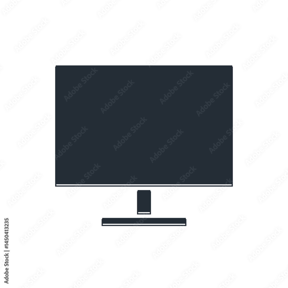 Poster black computer monitor screen icon isolated on white background. electronic device. front view. vect