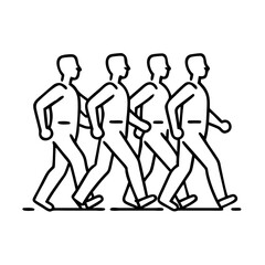 power walking group icon, power walking group line art - simple line art of power walking group, perfect for power walking group logos and icons
