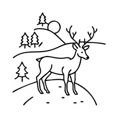 deer on trail icon, deer on trail line art - simple line art of deer on trail, perfect for deer on trail logos and icons