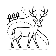 deer on trail icon, deer on trail line art - simple line art of deer on trail, perfect for deer on trail logos and icons