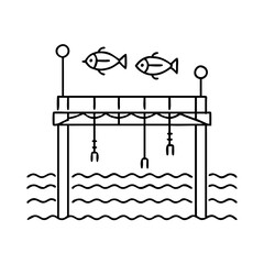dock with fishing rods icon, dock with fishing rods line art - simple line art of dock with fishing rods, perfect for dock with fishing rods logos and icons