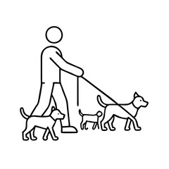 dog walker icon, dog walker line art - simple line art of dog walker, perfect for dog walker logos and icons