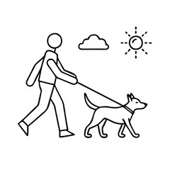 dog walking icon, dog walking line art - simple line art of dog walking, perfect for dog walking logos and icons
