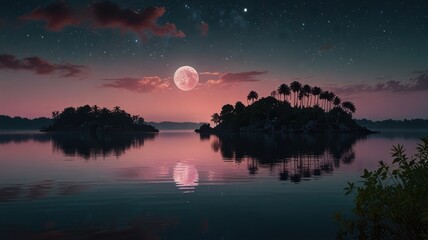 Naklejka premium Tropical Moonrise