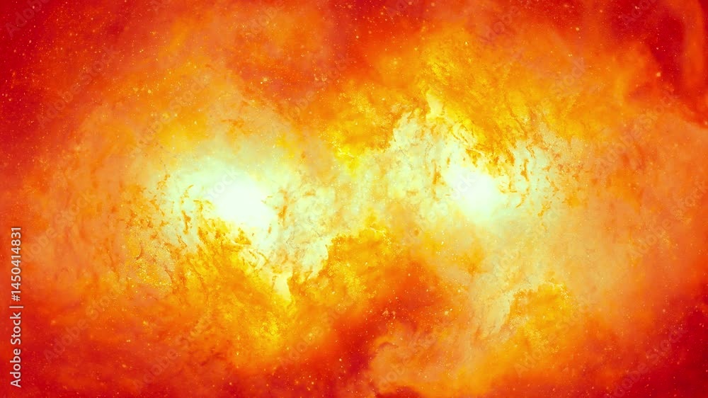 Poster Cosmic space and stars, color cosmic abstract background. Fire effect in space. Loop Animation