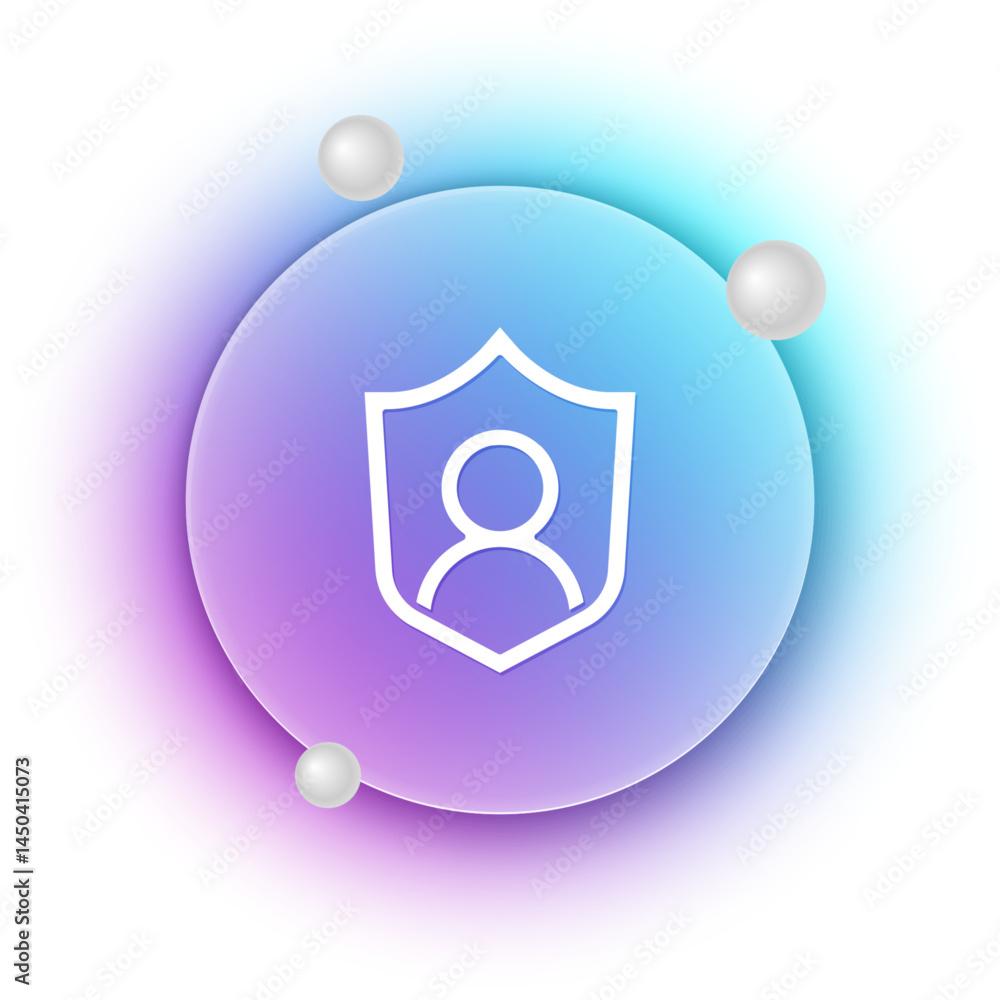 Poster white user protection icon isolated on white background. secure user login, password protected, pers