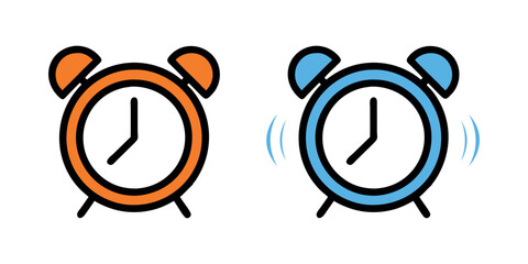 Alarm Clock Icon Vector, Alarm Clock Symbol, Vector Art of Vibrant Alarm Clocks, Colorful Alarm Clock Graphics, Various Color Alarm Clock Vector Design