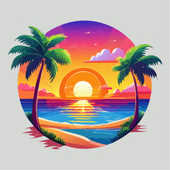 tropical beach with palm trees