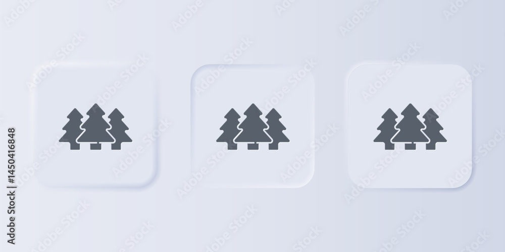 Poster grey trees icon isolated on grey background. forest symbol. set icons in square buttons. vector