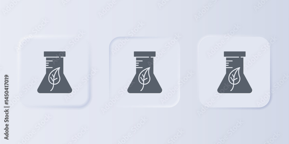 Poster grey test tube and flask chemical laboratory test icon isolated on grey background. laboratory glass