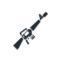 Black M16A1 rifle icon isolated on white background. US Army M16 rifle. Vector