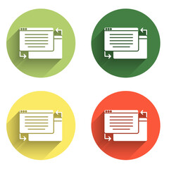 Set UI or UX design icon isolated with long shadow background. Color circle button. Vector