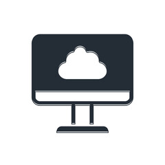 Black Cloud technology data transfer and storage icon isolated on white background. Vector