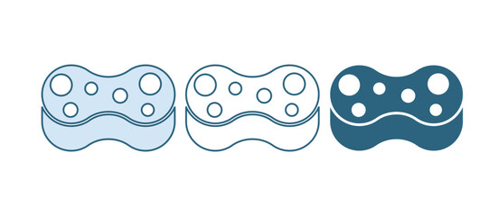 Blue Sponge icon isolated on white background. Wisp of bast for washing dishes. Cleaning service logo. Vector