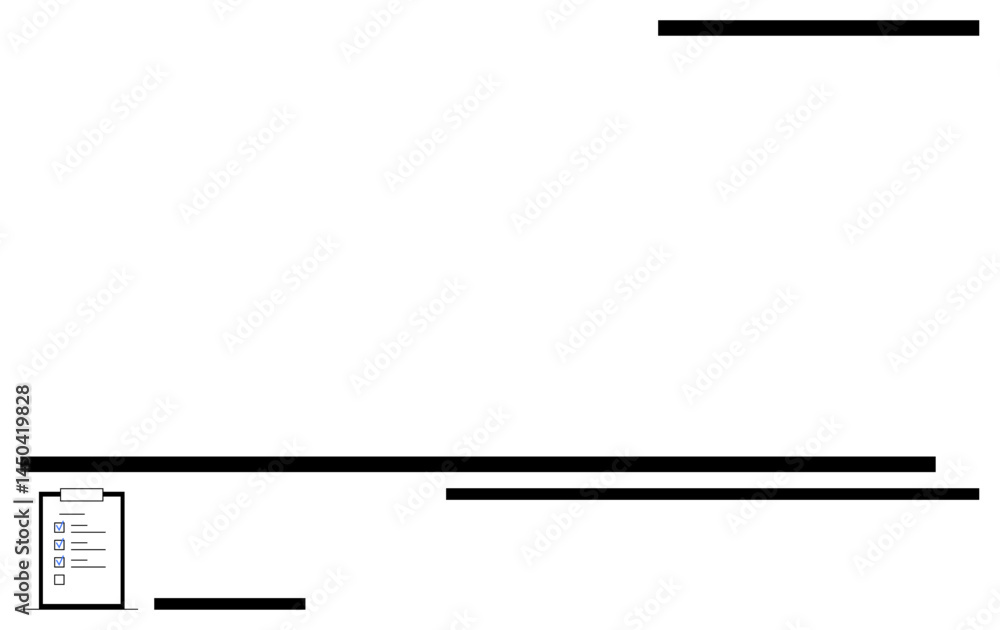 Poster minimal design with a checklist in the corner and horizontal black lines. ideal for business plannin