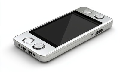 Portable media player with black border screen on white background