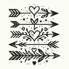 Vector illustration of a heart with an arrow