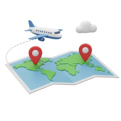 Plan your trip with airplane and world map for travel destination idea