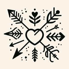 Vector illustration of a heart with an arrow